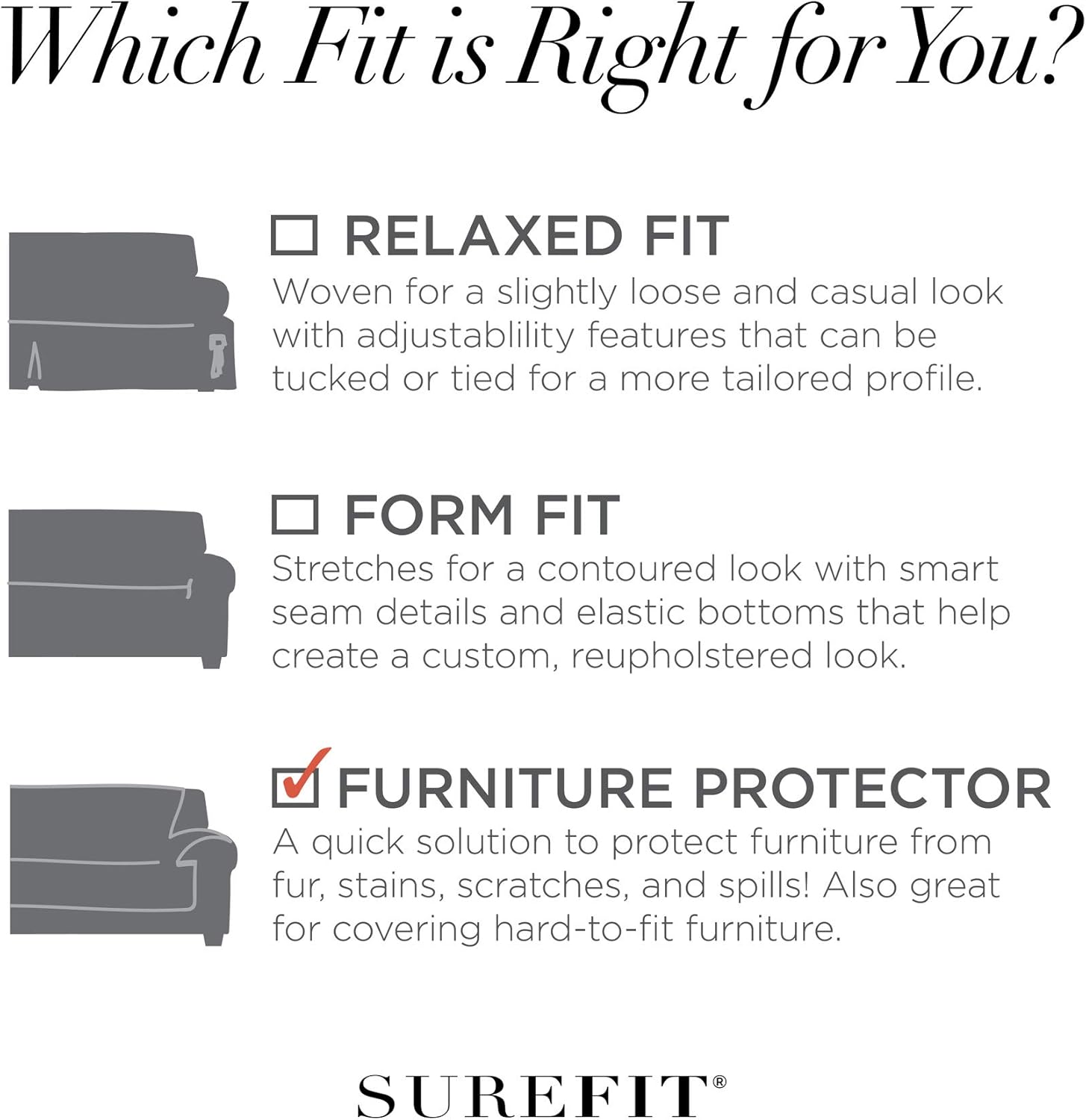 SureFit Microfiber Sofa Pet Throw/Slipcover with Arms, Dark Gray: Kitchen & Dining