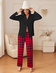 Ekouaer Women's Pajamas Sets Button Down Long