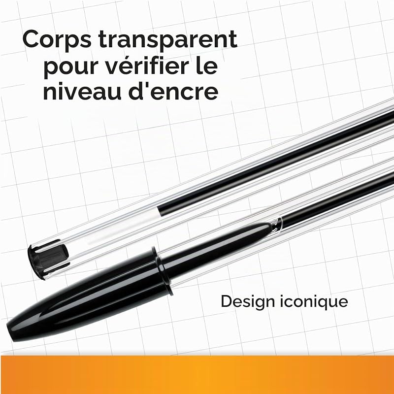 Cristal Original Stylos-Bille Pointe Moyenne (1,0 mm) - Parfait pour l'Ecole et au Bureau) - Noir, Boîte de 50
