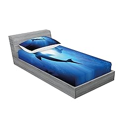 Ambesonne Shark Fitted Sheet & Pillow Sham