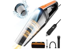 FRESMOL Car Vacuum, Portable Car Vacuum Cleaner High Power 8000Pa, Small 12V Handheld Vacuum with LED Light,16.4Ft Corded, Car Accessories Kit of Car Interior with Wet or Dry for Men/Women