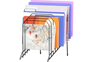 Gawerk Incline Metal Desk Magazine Folder Holder, Sorter Desk File Organizer with 8-Section Vertical Compartments Rack File Organizer for Office, Home, School