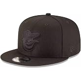 New Era MLB 9FIFTY Black Black Primary Logo Team Adjustable Snapback Hat Cap One Size Fits All - Baltimore Orioles Black