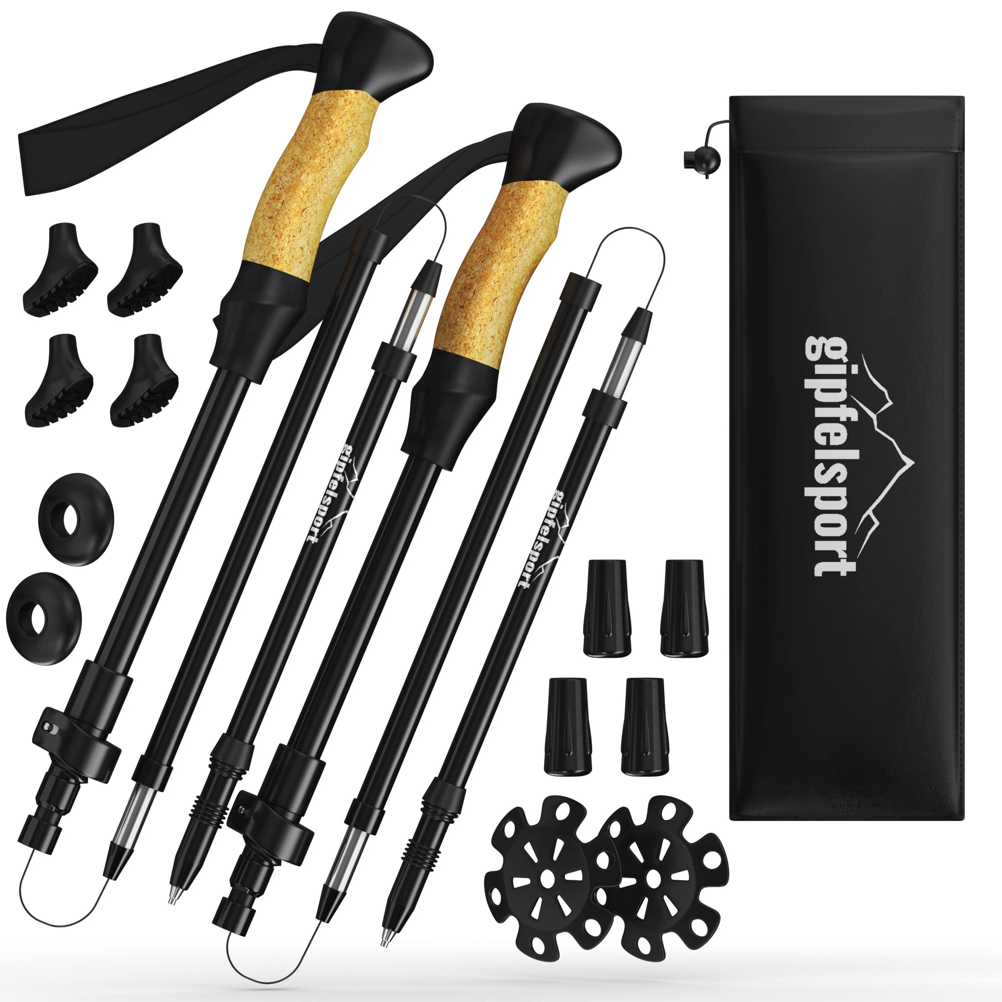 gipfelsport Folding aluminium hiking pole with cork handle