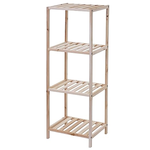 Mendler Regal HWC-B54, Badregal Standregal Schuhregal Holzregal, Tanne ~ 4 Böden