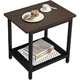 PyraLine 2-Tier Outdoor Side Table with Storage, Weather Resistant Patio End Table, HDPS Small Accent Table for Deck, Garden, Pool, Backyard, Brown
