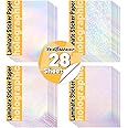 TECKWRAP Holographic Sticker Paper Clear Overlay Lamination Vinyl Patterns Laminate Film 8.26" x 11.69" A4 Size 28 sheets/Pack for Craft, Scrapbooking, Craft Cutters (Rainbow,Gem,Galaxy Star, Sparkle)