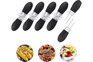AUGSUN 10Pcs/5 Pairs Corn Holders, Stainless Steel Corn on The Cob BBQ Fork Skewers for Home Cooking Parties Camping(Black)