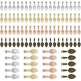 100Pcs Spoon Glue On Bails, Pendants Flat Pendant Bails, 4 Colors Plated Small Pendant Bail, Oval Glue On Earring Bails for DIY Crafts, Jewelry Making Supplies
