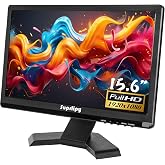 Suprlipy 15.6 inch FHD Small IPS Monitor LCD Display Screen 1920x1080 60Hz 16:9 with BNC VGA AV Input Built-in Lounspeakers for CCTV Security Camera DVR PC RasPi