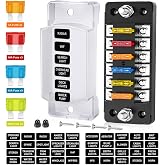 Nilight 6 Way Fuse Block with Negative Bus 12V Blade Fuse Holder ATC/ATO Standard Fuse Box Label Stickers Waterproof Cover Fuse Panel for Automotive Cars Trucks RVs Campers Vans, 2 Years Warranty