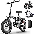 FHW Tomofree Folding Electric Bike for Adults 30MPH 1200W EBike, 48V 20AH Removable Battery for Electric Bicycles, 40Miles Max Range, 10 Shock Absorbers, 16'' Tire Foldable E-Bike, City Commuter