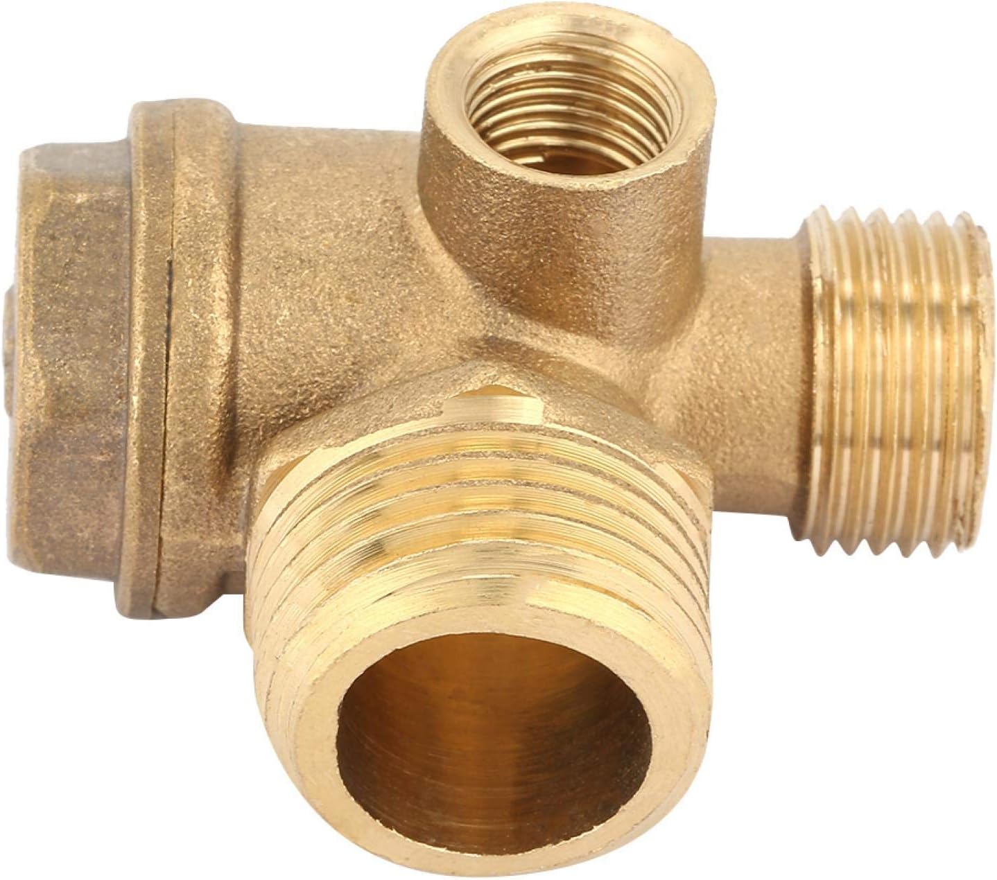 KUIDAMOS 3 Port Brass Air Compressor Male Threaded Check Valve,Air Compressor Check Valve,for Tube Connecting, Air Pressure Tank And Compressor Piston Pump