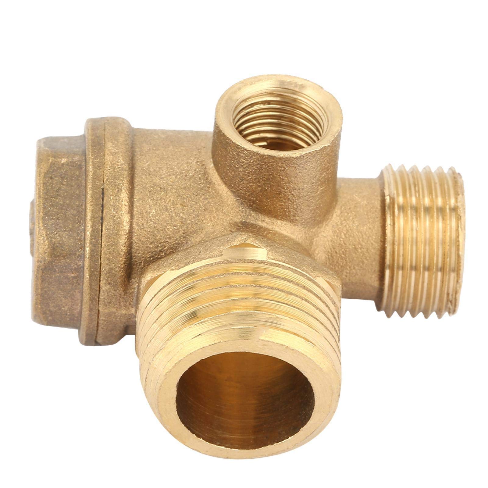 KUIDAMOS Air Compressor Check Valve, 3 Port Brass Air Compressor Male Threaded Check Valve,for Tube Connecting, Air Pressure Tank And Compressor Piston Pump