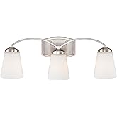 Minka Lavery Wall Light Fixtures 6963-84 Overland Park Glass Bath Vanity Lighting, 3 Light, Nickel