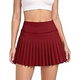 Buauty Pleated Tennis Skirts with Pocket Women's High Waisted Athletic Golf Skorts for Pickleball Workout Outfits Red
