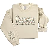 Custom Grandma Sweatshirt with Grandkids Names on Sleeve Personalized Sweatshirts for Nana Birthday Gifts for Grandma Mothers Day Sweater for Women