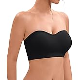 YHGV Strapless Bras for Women-Push-Up Non-Slip Bandeau Bra,Seamless Wirefree Padded Tube Top Convertible Straps Bralette