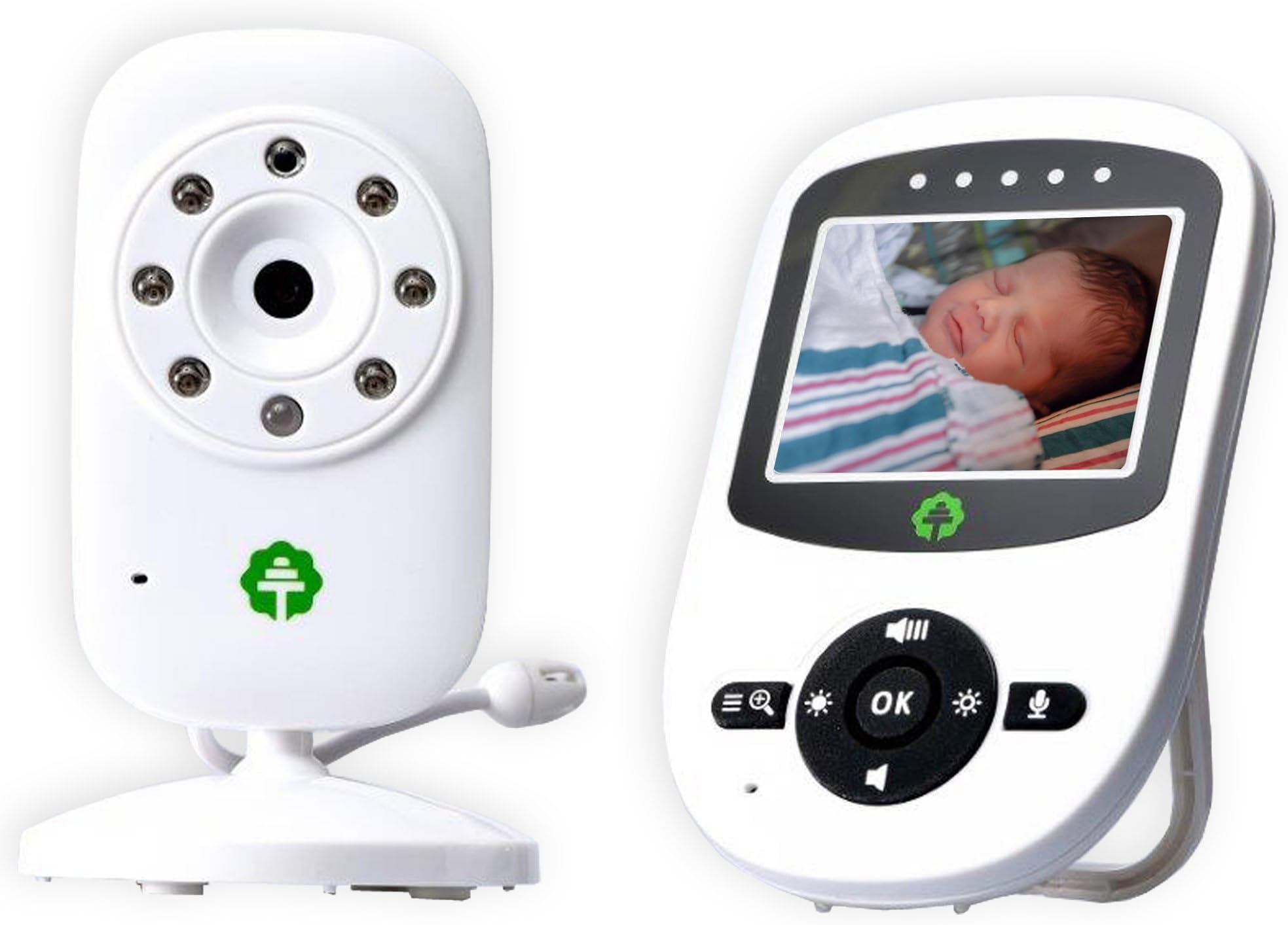 Total Connection Company Video Baby Monitor, Wireless, Digital Camera, 2.4" LCD Display, Clear Infrared Night Vision, Temperature Monitoring, 2-Way Talk, Newborn Lullaby (Camera+Monitor)