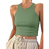 AUSELILY Womens Tank Top Womens Round Neck Basic Racerback Ribbed Tank Top Women