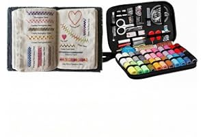 Sakerplus All-Scenario Embroidery Stitch Book Kit, 86 Stitches DIY Embroidery Cloth with English Names on Linen Fabric, Porta