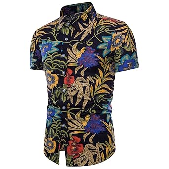 BURFLY T-Shirt Sommer Herren 2018 Mode Männer Sommer Drucken Floral Kurzarm Leinen Grundlegende T-Shirt Bluse Top Plus Größe