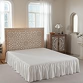 Bed Skirt Queen Size Ruffled Bed Skirt with Split Corners, 14 Inch Drop Dust Ruffle Bed Skirts with Platform, Rayon Derived from Bamboo, Breathable & Soft, White