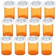 Plastic Medicine Pill Bottles with Child Resistant Caps - Push Down and Turn - Prescription Vial, Medicine Container, Pill Cases Dispenser Organizers (12pcs, 20 Dram)