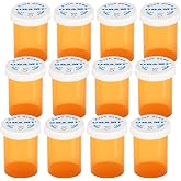 Plastic Medicine Pill Bottles with Child Resistant Caps - Push Down and Turn - Prescription Vial, Medicine Container, Pill Cases Dispenser Organizers (12pcs, 20 Dram)
