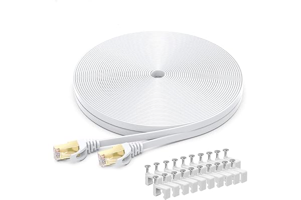 BUSOHE CAT8 Ethernet Cable 50ft, High Speed Flat Internet Computer Patch Cord, 40Gbps 2000Mhz Faster Than Cat7/Cat6/Cat5, RJ4