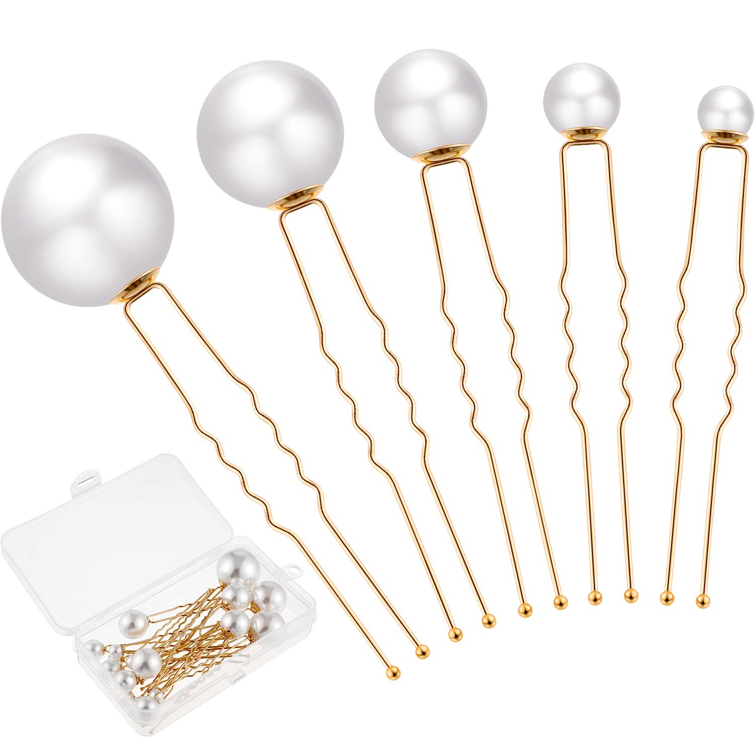 18 Pieces Wedding Pearl Hair Pins Bridal Pearl Rhinestone Hair Pins Hair Accessories for Bride Bridesmaid Women Girls (Gold)