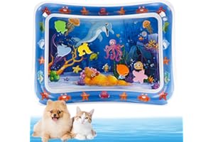 Pureadee Thickened Sensory Water Playmat for Cats - Water Sensor Playmat with Fish for Cool Comfortable Pet Play - Dolphin Design
