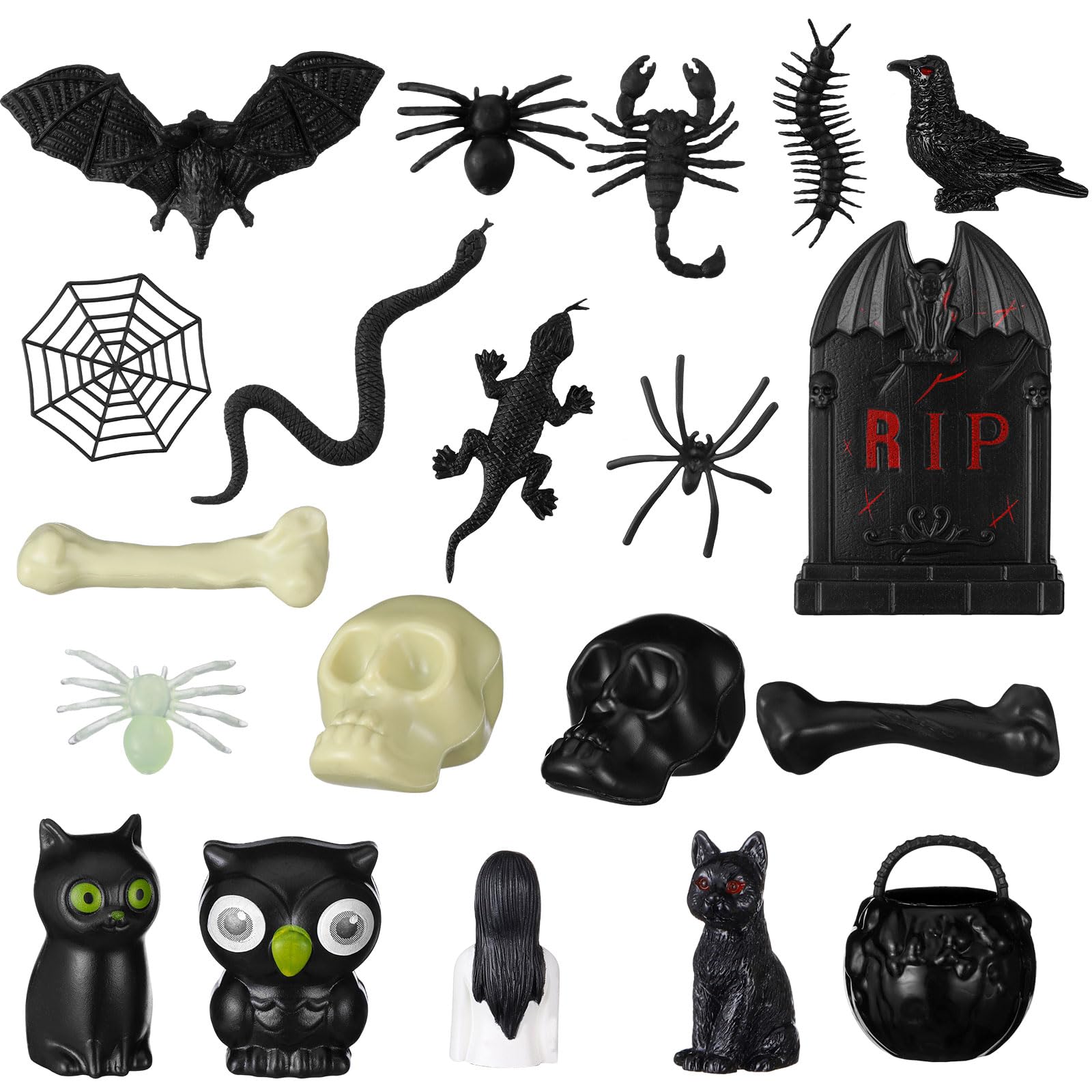 Photo 1 of   Halloween Mini Figures Skeleton Bat Ghost Owl Mini Miniature Figurine Fairy Halloween Decoration Garden Miniature Landscape for Party Bonsai Outdoor Garden Decor