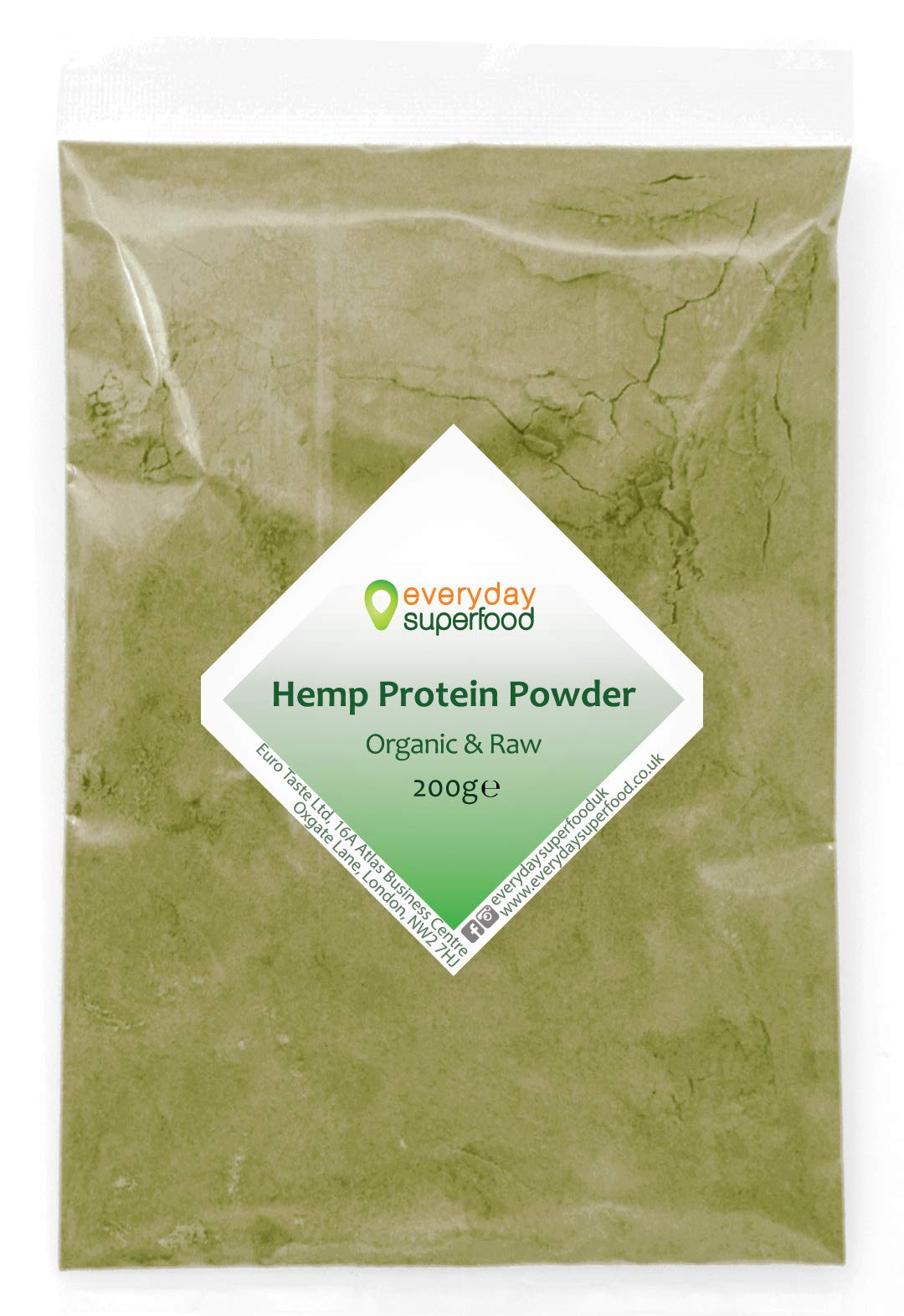 Everyday Superfood Organic Hemp Protein Powder 200g, 50% Protein Content, Raw, Cold Pressed Hemp Seeds, Vegan Protein PowdersEU Organic