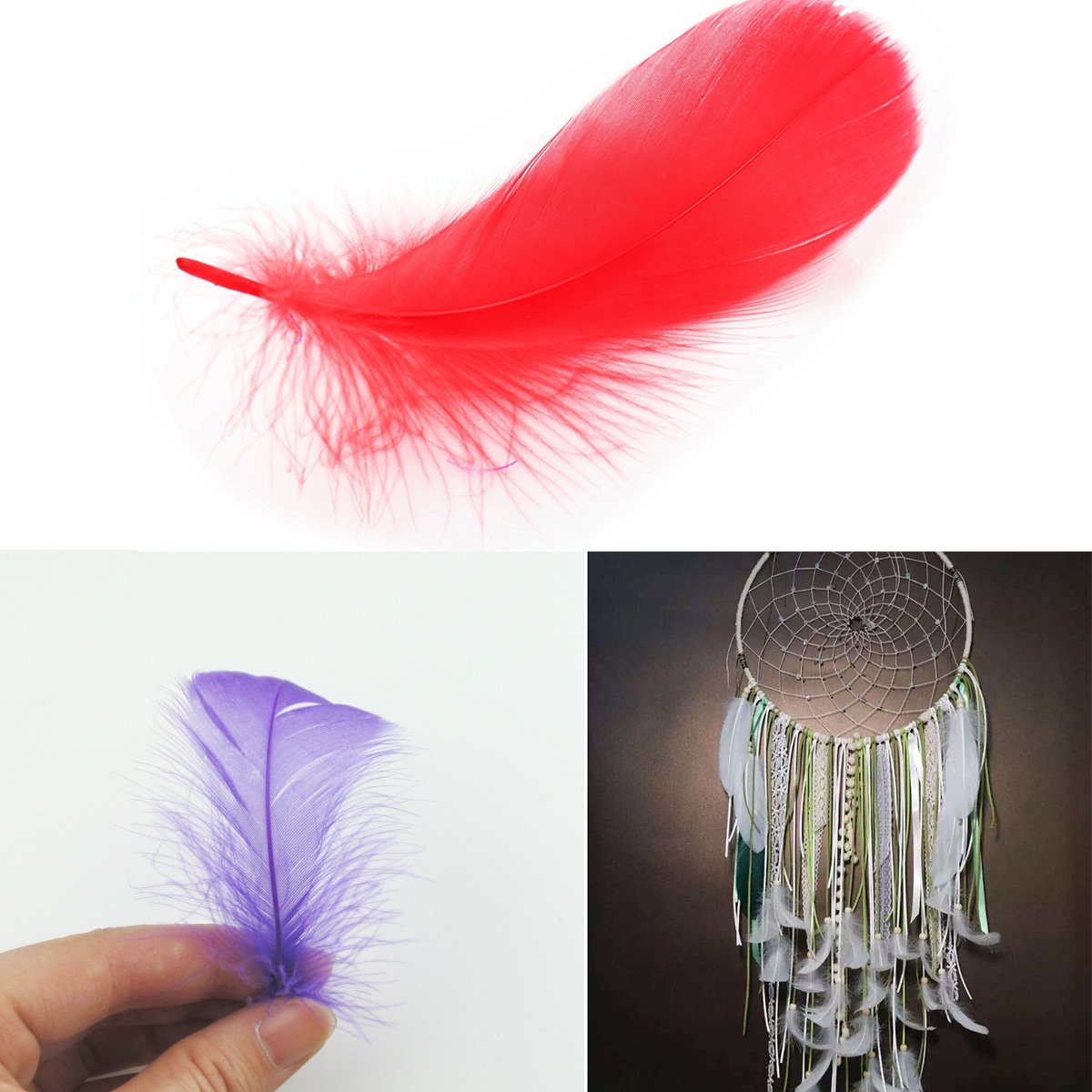 Rocita 300pcs DIY Colorful Feathers Assorted Color Craft Supplies for Arts Crafts Sewing