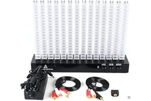 CRYBY LED 14-Segment Spectrum Analyzer, Square LED Music Spectrum Display Analyzer Acrylic Level Indication Music Spectrum Light, Stereo Audio Level Spectrum Indicator Lamp LED Spectrum Light, 110V