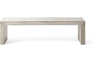 GREAT DEAL FURNITURE GDFStudio Farmhouse Acacia Wood Dining Bench, Light Gray Oak