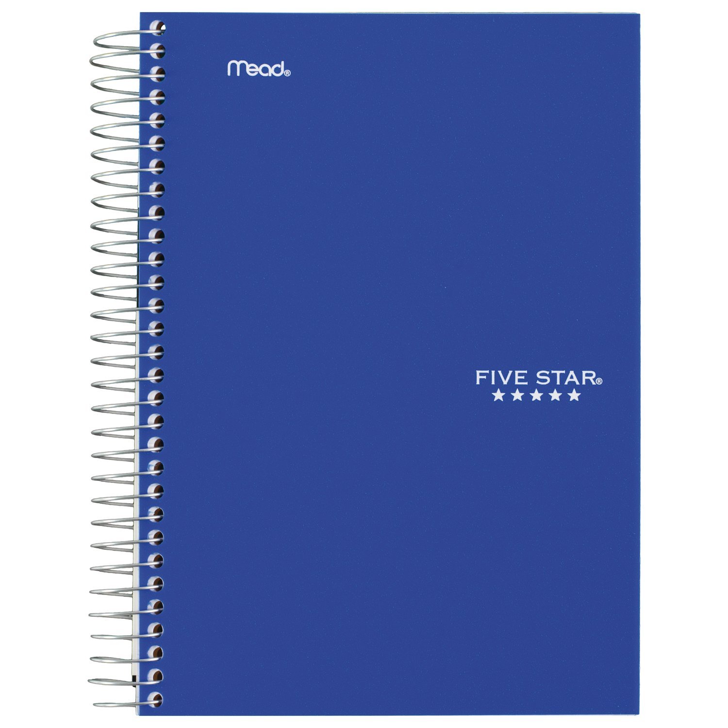 Five Star Spiral Notebook, 5 Subject, College Ruled Paper, 9-1/2" x 6", Blue (73659)