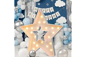 3FT Tall Marquee Light Up Star DIY Pre Cut Frame with Light Foam Marquee Signs Props for Birthday Engagement Baby Shower Deco