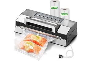 2025 Upgraded Precision Fast-Vacuum Sealer, LIWUNON Commercial Full Automatic Food Vacuum Sealer Machine, Double Heat Seal, Built-in Cutter&Bag Storage, Powerful Food Vacuum Saver, 2 Bag Rolls&hose