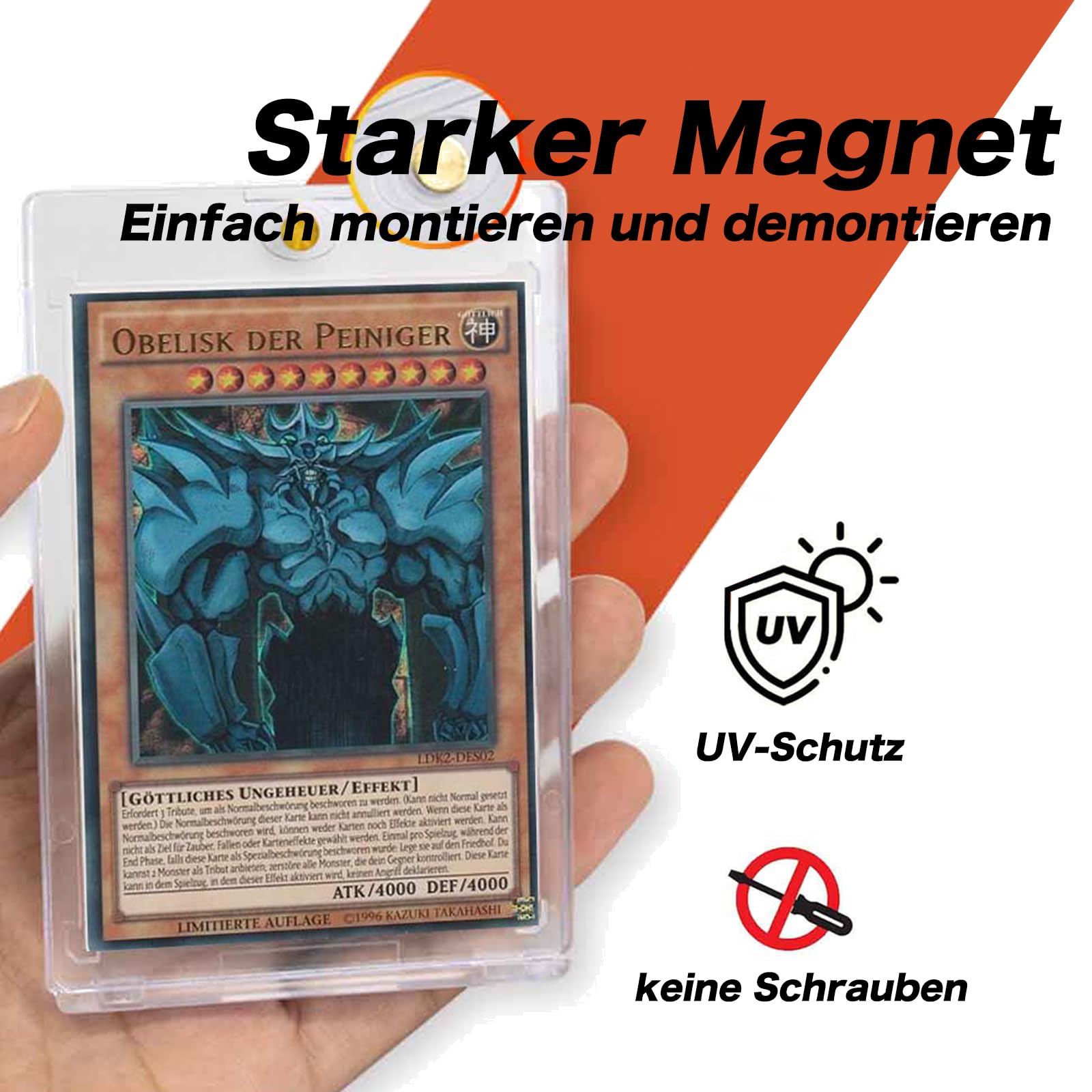 jcmkmx Magnetic Card Holder für Trading Cards,35PT Magnetischer Kartenhalter UV-Schutz-Transparent KartenRahmen Kartenhüllen Schutzhüllen für MTG Karten, Standard-Karten (6×Magnetic Case,6×Ständer) 4