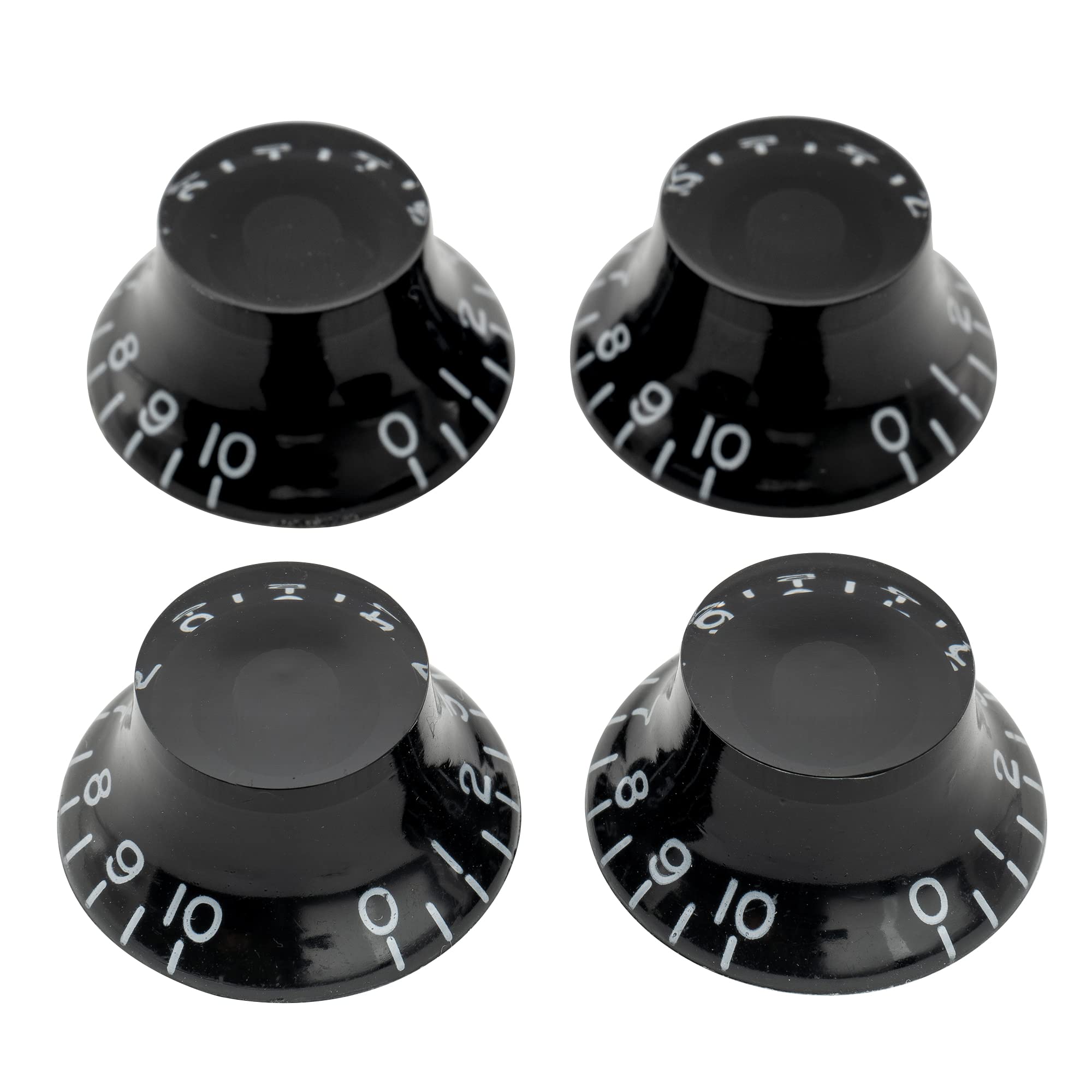 Musiclily Pro Imperial Inch Size Bell Top Hat Knobs Compatible with USA Made Les Paul Style Electric Guitar, Black (Set of 4)
