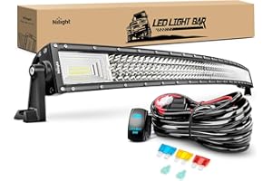 Nilight ZH408 52Inch 783W Curved Triple Row Flood Spot Combo Beam Led Bar 78000LM Driving Lights with 12AWG Heavy Duty 12V 5Pin Rocker Switch Wiring Harness Kit-1 Lead,waterproof