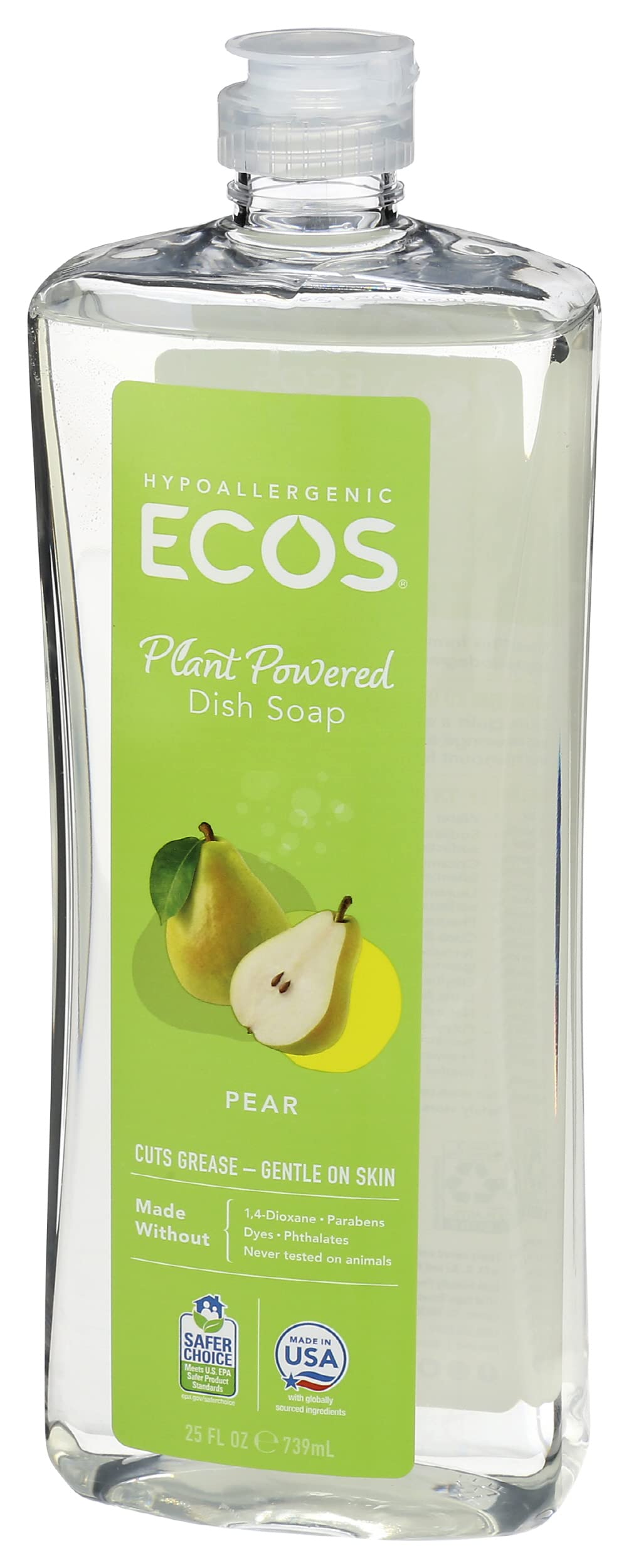 ECOS, Earth Friendly Products Dishmate Dishwashing Liquid Natural, Pear, 25 Fl Oz