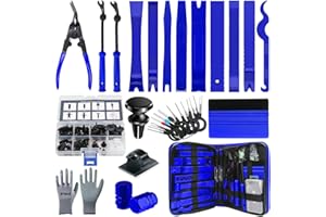BYNIIUR Trim Removal Tool, Car Pry Tools, Auto Panel Door Audio Removal Tool Kit, Clip Fastener Remover Pry Tool Set, Glove & Magnetic Holder Included, Blue