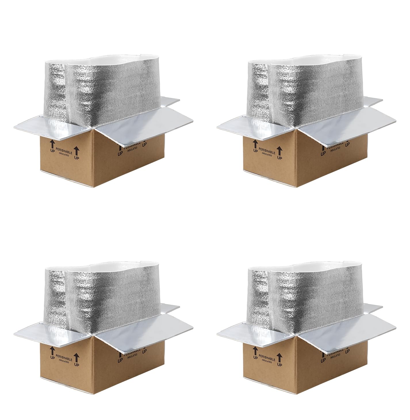 Photo 1 of 15x9x7''4 Pack Insulated Shipping Boxes with Aluminum Foil Liner,Double Insulated Carton for Frozen Food and hot,Reusable Perishable Shipper Cooler Box, Small Mailing Box for Shipping