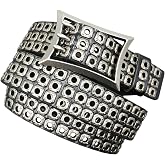 EVERBLTING Three Studded Belt Men Women Genuine leather Punk Y2K Emo Belt | Detachable metal belt buckle. Three rows of retro punk-style studded. Durable Studded Y2k Design. Wonderful present.