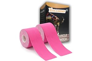 NELLHOMY Kinesiology Tape <2-Rolls>-Waterproof Elastic Athletic Sports Tape for Joints Support & Muscle Pain Relief -<16.4ft*2 Uncut >-Cotton K Tape Perfect for Knee Shoulder Elbow Ankle Neck Muscle(Pink）
