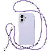ZTOFERA for iPhone 17 Case with Strap,Crossbody Phone Case with Adjustable Neck Shoulder Lanyard,Soft Silicone Shockproof Protective Phone Cover for iPhone 17 6.3 inch-Purple