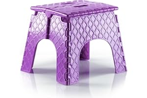 MÜELLERHOME Mueller Folding Step Stool, 11 Inch Heavy Duty Step Stools for Kids and Adults, Lightweight and Portable Foldable Stool for Kitchen, Bathroom, Non-Slip and Sturdy, Holds up to 300lbs, Purple